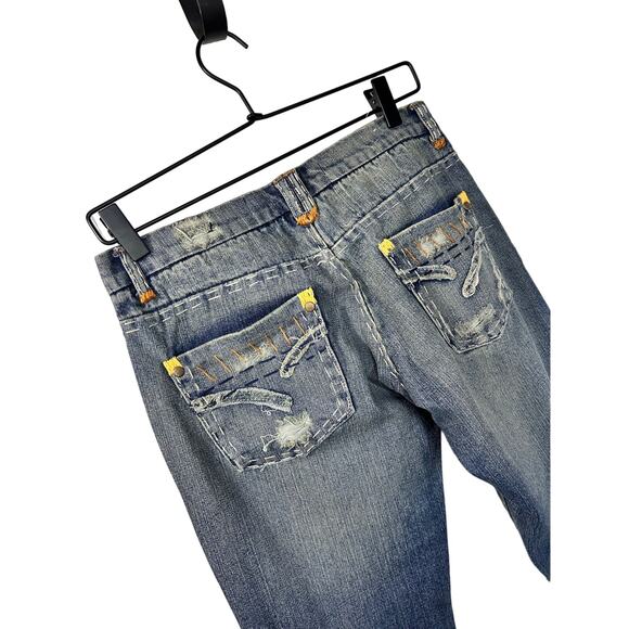 Joe’s Stewart Thick Stitch Flare Raw Hem Jeans vtg Rare! Series Read Blue sz 27 - Picture 6 of 10